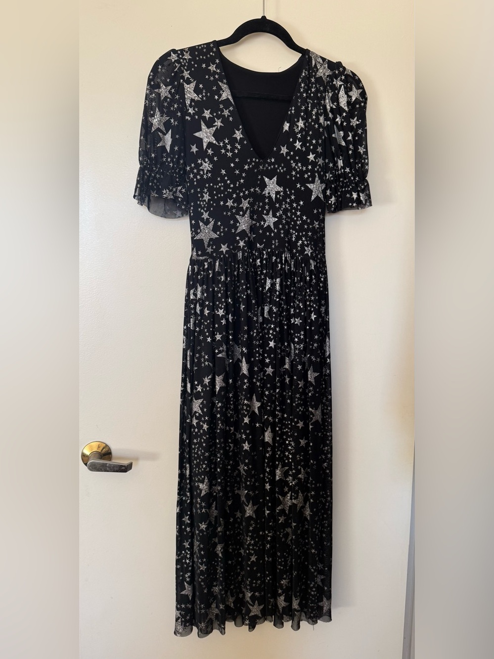 BlackMilk Stars Corrupted Stellar Midi Dress Black Mesh Silver Stars in Small - Picture 3 of 12